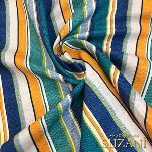 Keten Efektli Çizgi Desenli Dijital Baskılı Kumaş