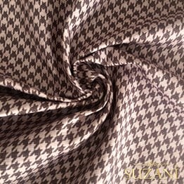 Keten Efektli Küçük Kahve Pudra Kazayağı Desenli Kumaş