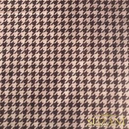 Keten Efektli Küçük Kahve Pudra Kazayağı Desenli Kumaş