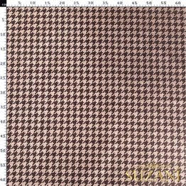 Keten Efektli Küçük Kahve Pudra Kazayağı Desenli Kumaş