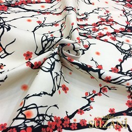 Kiraz Çiçekleri Desenli Kumaş