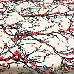 Kiraz Çiçekleri Desenli Kumaş