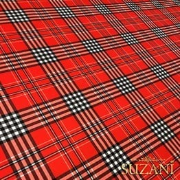 Kırmızı Beyaz Tartan Ekose Kumaş