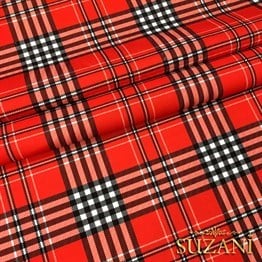 Kırmızı Beyaz Tartan Ekose Kumaş
