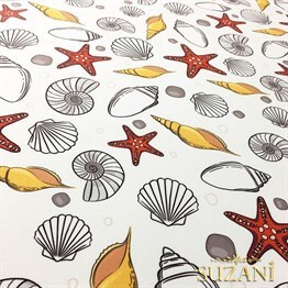 Kırmızı Deniz Yıldızı Desenli Kumaş