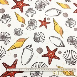 Kırmızı Deniz Yıldızı Desenli Kumaş