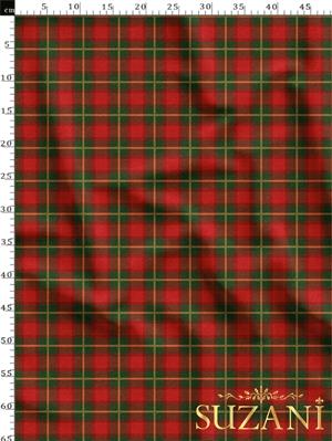 Kırmızı Ekose Desenli Dijital Baskılı Kumaş