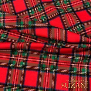 Kırmızı Ekose Desenli Dijital Baskılı Kumaş