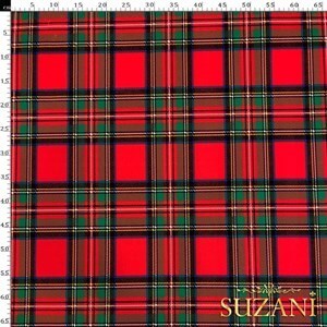 Kırmızı Ekose Desenli Dijital Baskılı Kumaş