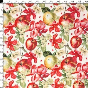 Kırmızı Elma Desenli Dijital Baskılı Kumaş