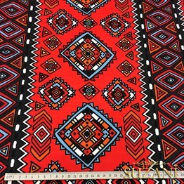 Kırmızı Etnik Desenli Kumaş