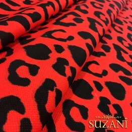 Kırmızı Leopar Desenli Kumaş
