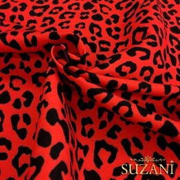 Kırmızı Leopar Desenli Kumaş