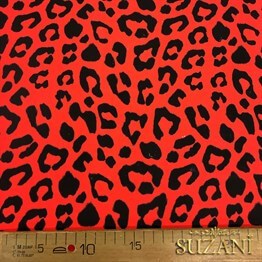 Kırmızı Leopar Desenli Kumaş