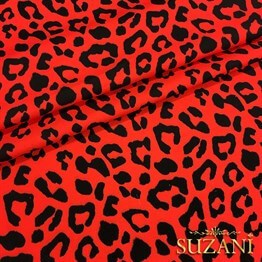 Kırmızı Leopar Desenli Kumaş