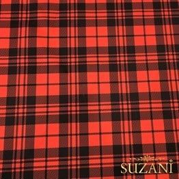 Kırmızı Siyah İskoç Ekose Desenli Kumaş
