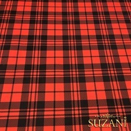 Kırmızı Siyah İskoç Ekose Desenli Kumaş