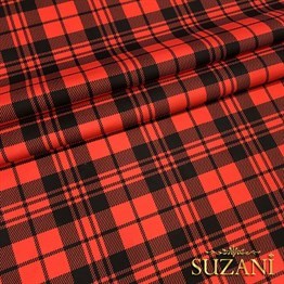Kırmızı Siyah İskoç Ekose Desenli Kumaş