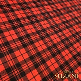 Kırmızı Siyah İskoç Ekose Desenli Kumaş