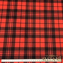 Kırmızı Siyah İskoç Ekose Desenli Kumaş