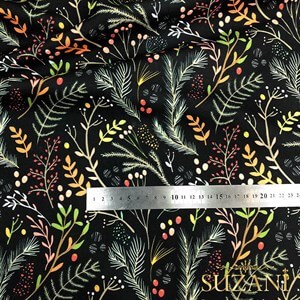 Kış Yaprakları Desenli Dijital Baskılı Kumaş