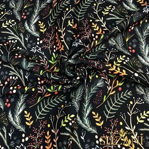 Kış Yaprakları Desenli Dijital Baskılı Kumaş