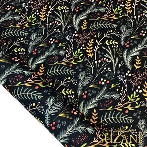 Kış Yaprakları Desenli Dijital Baskılı Kumaş