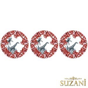 Kızıl Devetabanı Desenli Dikişsiz 3lü Supla Kumaşı