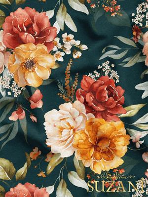 Klasik Çiçek Desenli Dijital Baskılı Kumaş