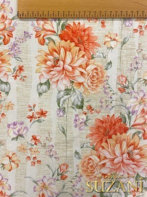 Klasik Çiçek Desenli Dijital Baskılı Kumaş