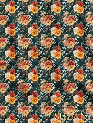 Klasik Çiçek Desenli Dijital Baskılı Kumaş