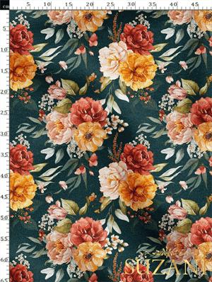 Klasik Çiçek Desenli Dijital Baskılı Kumaş