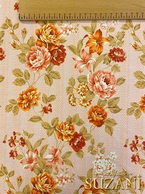 Klasik Gül Desenli Dijital Baskılı Kumaş
