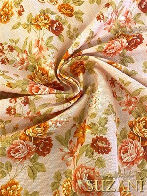 Klasik Gül Desenli Dijital Baskılı Kumaş
