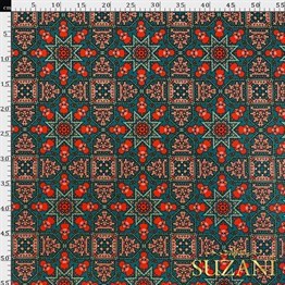 Kontrast Etnik Motifli Dijital Baskılı Kumaş