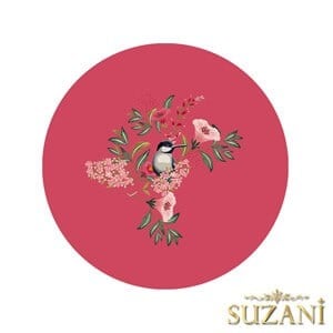 Koyu Pembe Zemin Saka Kuşu Dikişsiz 3lü Supla Kumaşı