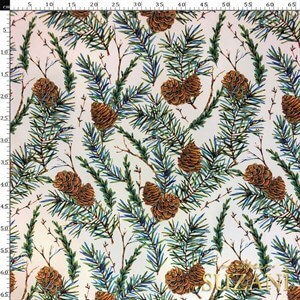 Kozalak Desenli Dijital Baskılı Kumaş