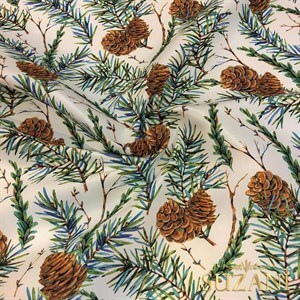 Kozalak Desenli Dijital Baskılı Kumaş