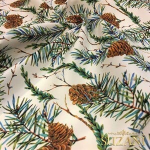 Kozalak Desenli Dijital Baskılı Kumaş