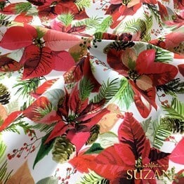 Kozalaklı Pembe Çiçekli Kumaş