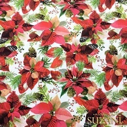 Kozalaklı Pembe Çiçekli Kumaş