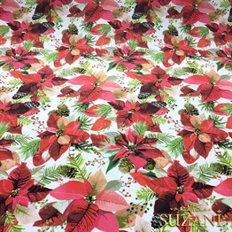 Kozalaklı Pembe Çiçekli Kumaş