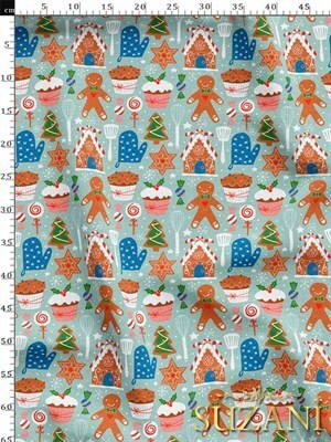 Kurabiye Desenli Dijital Baskılı Kumaş