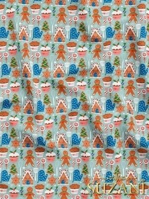 Kurabiye Desenli Dijital Baskılı Kumaş