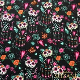 Kurukafa Kedi Pop Art Desenli Kumaş