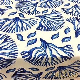 Lacivert Büyük Mercan Desenli Kumaş