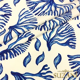 Lacivert Büyük Mercan Desenli Kumaş