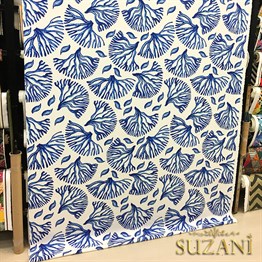 Lacivert Büyük Mercan Desenli Kumaş