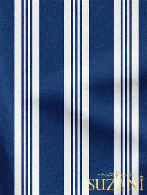 Lacivert Çizgili Desenli Dijital Baskılı Kumaş