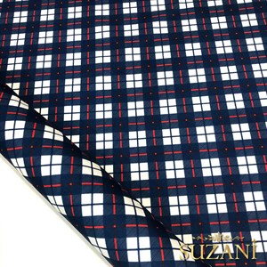 Lacivert Kareli Dijital Baskılı Kumaş